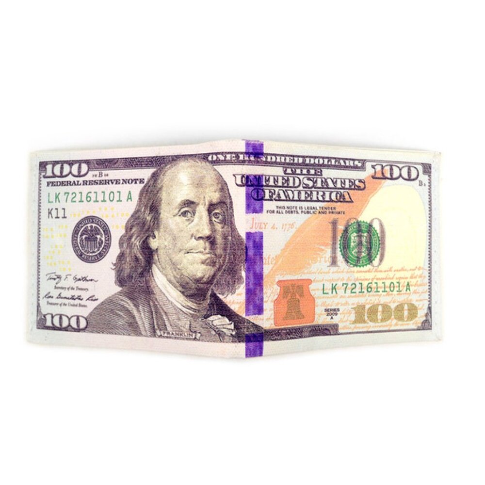 Hundred Dollar Wallet $100 Bill Print- Bi-Fold Style - Picture 6 of 10